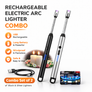 Rechargeable Gas Lighter Combo Set of 2